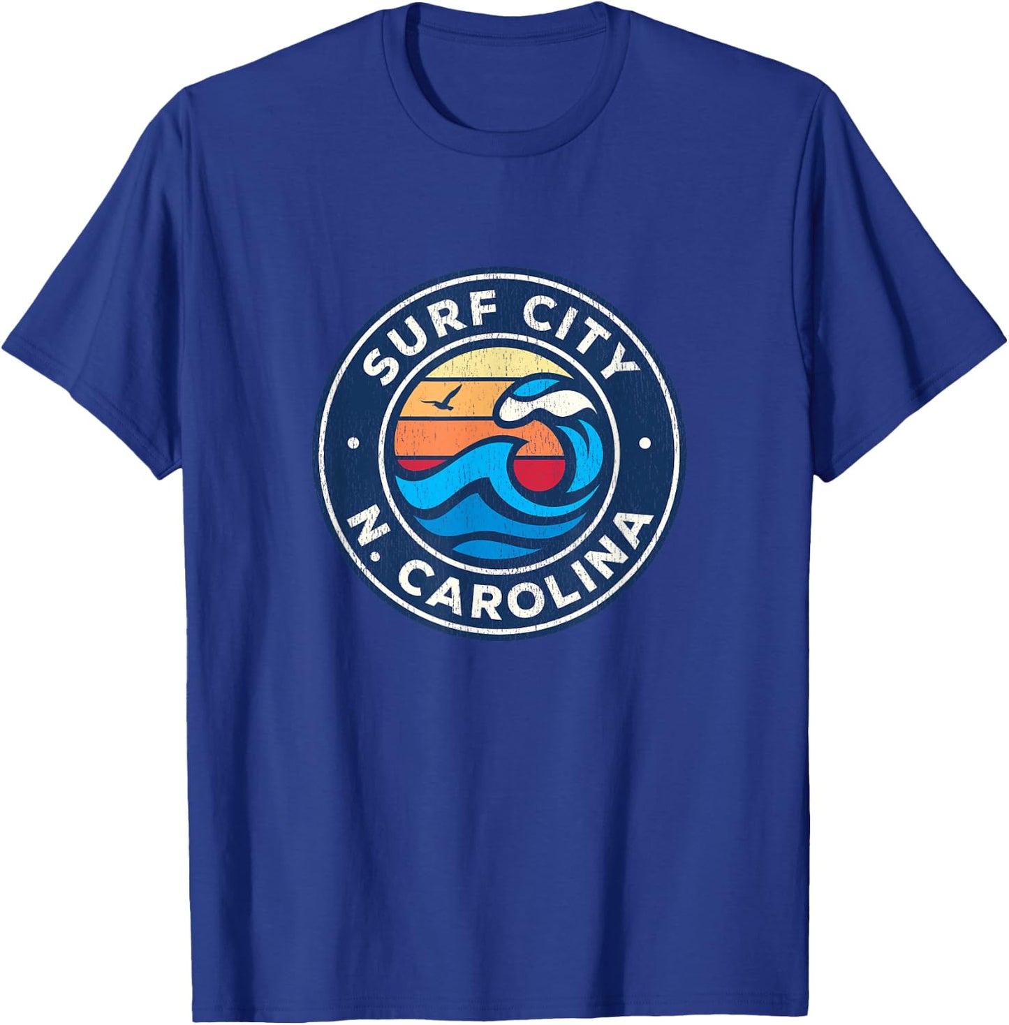 Surf City North Carolina NC Vintage Nautical Waves Design T-Shirt - T-Shirt | Royal
