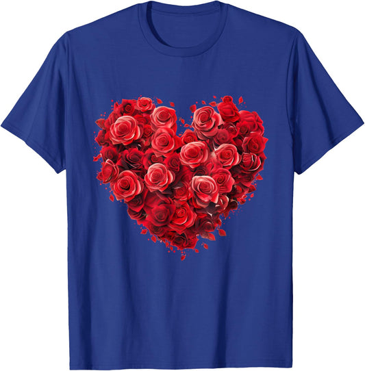 Heart Roses Flower Love Graphic T-Shirt - T-Shirt | Royal