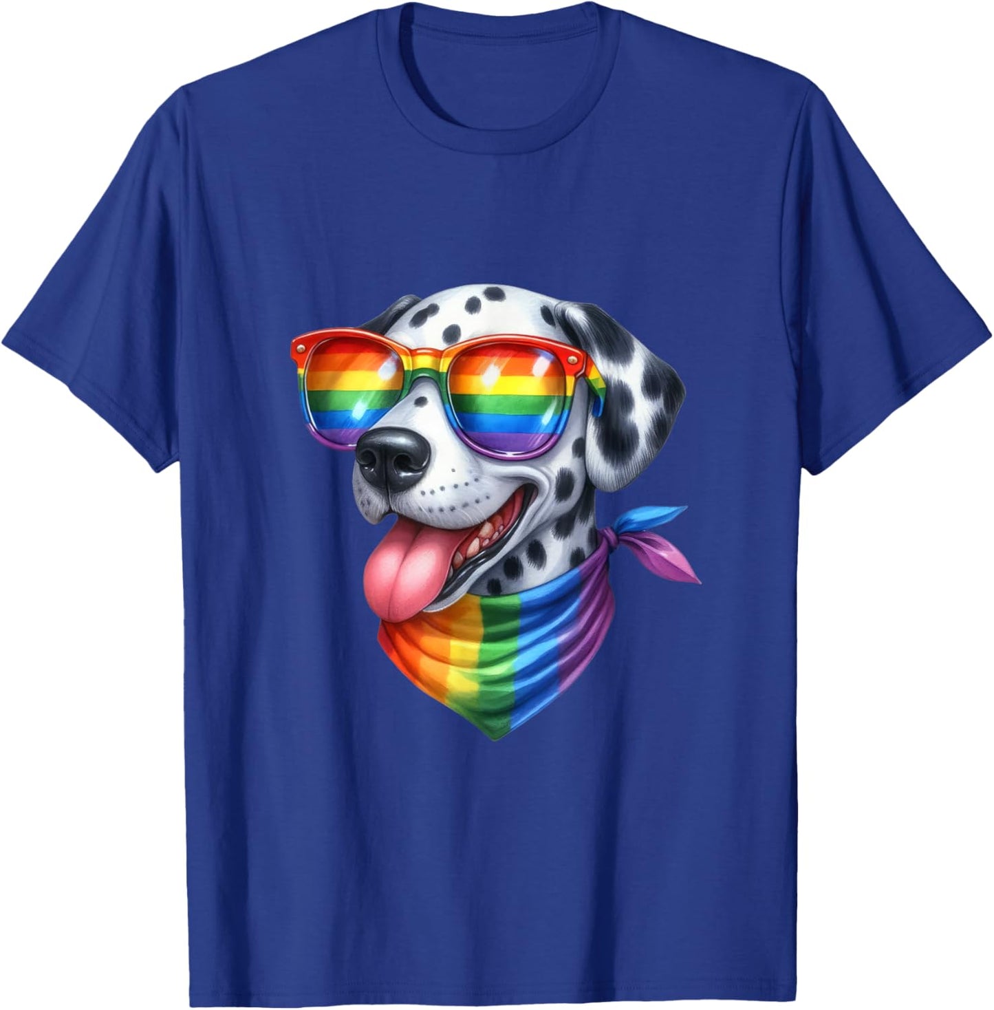 Colorful Dalmatian Dog Vibes Happy Spotted Pride Pup Rainbow Men Women Girls Kids T-Shirt - T-Shirt | Royal