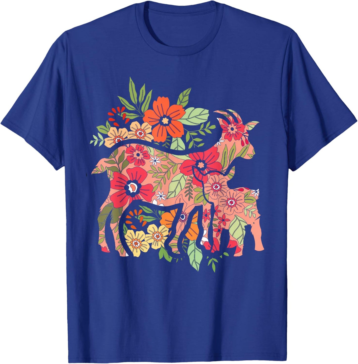 Agriculture Farm Animal Flowers Vintage Goat T-Shirt - T-Shirt | Royal