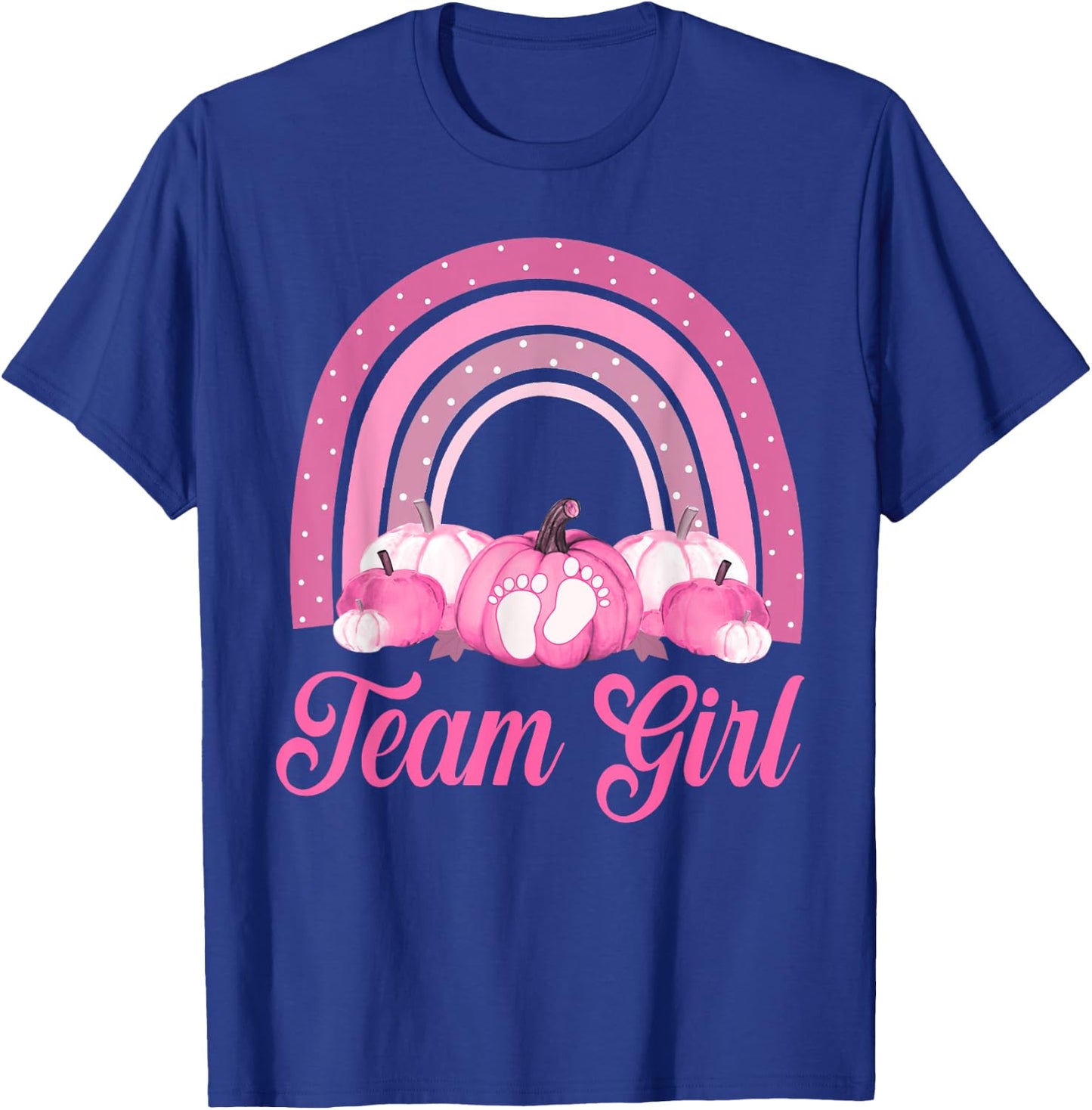 Rainbow Pumpkin Team Girl Gender Reveal Baby Announcement T-Shirt - T-Shirt | Royal