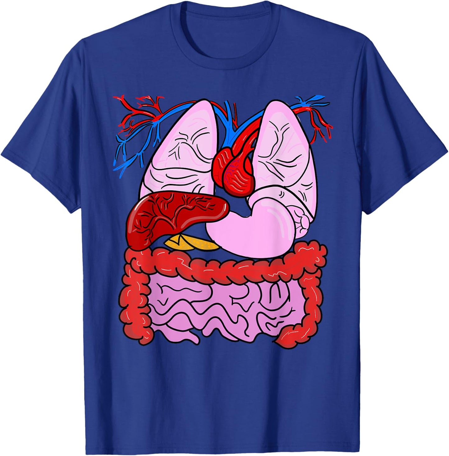 Human Body Anatomy: Illustrated Internal Organs T-Shirt - T-Shirt | Royal