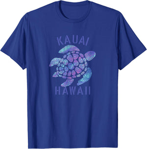 Kauai, Hawaii Beach Design / Tribal Turtle Gift T-Shirt - T-Shirt | Royal