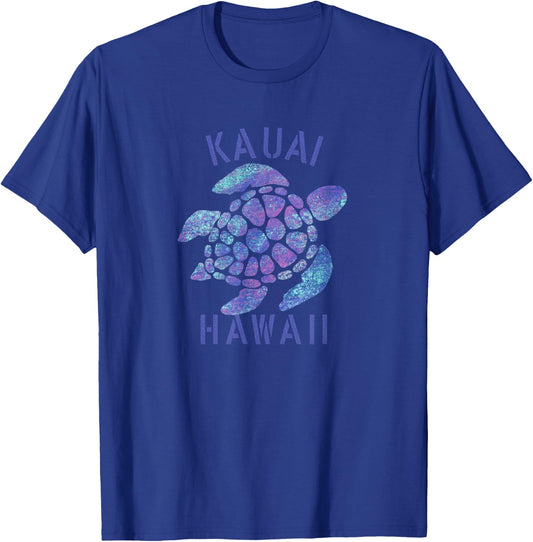 Kauai, Hawaii Beach Design / Tribal Turtle Gift T-Shirt - T-Shirt | Royal
