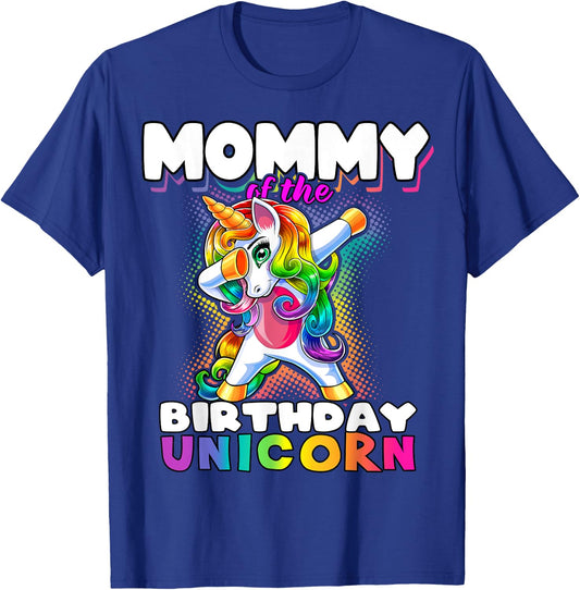 Mommy of the Birthday Unicorn Dabbing Matching Family T-Shirt - T-Shirt | Royal