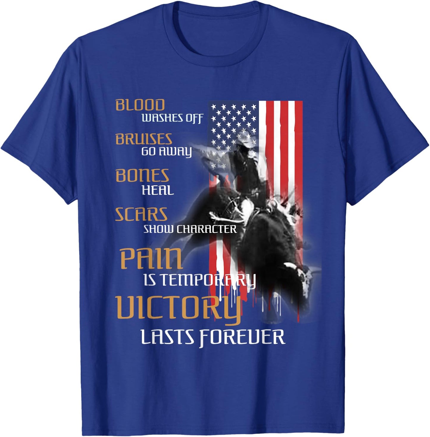 Texas Rider America Western Bull Riding T-Shirt - T-Shirt | Royal