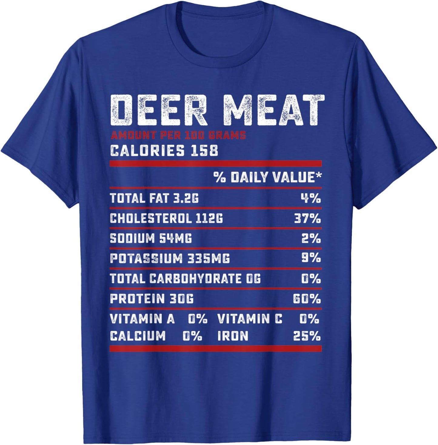 Deer meat Nutrition facts funny thanksgiving hunter gifts T-Shirt - T-Shirt | Royal