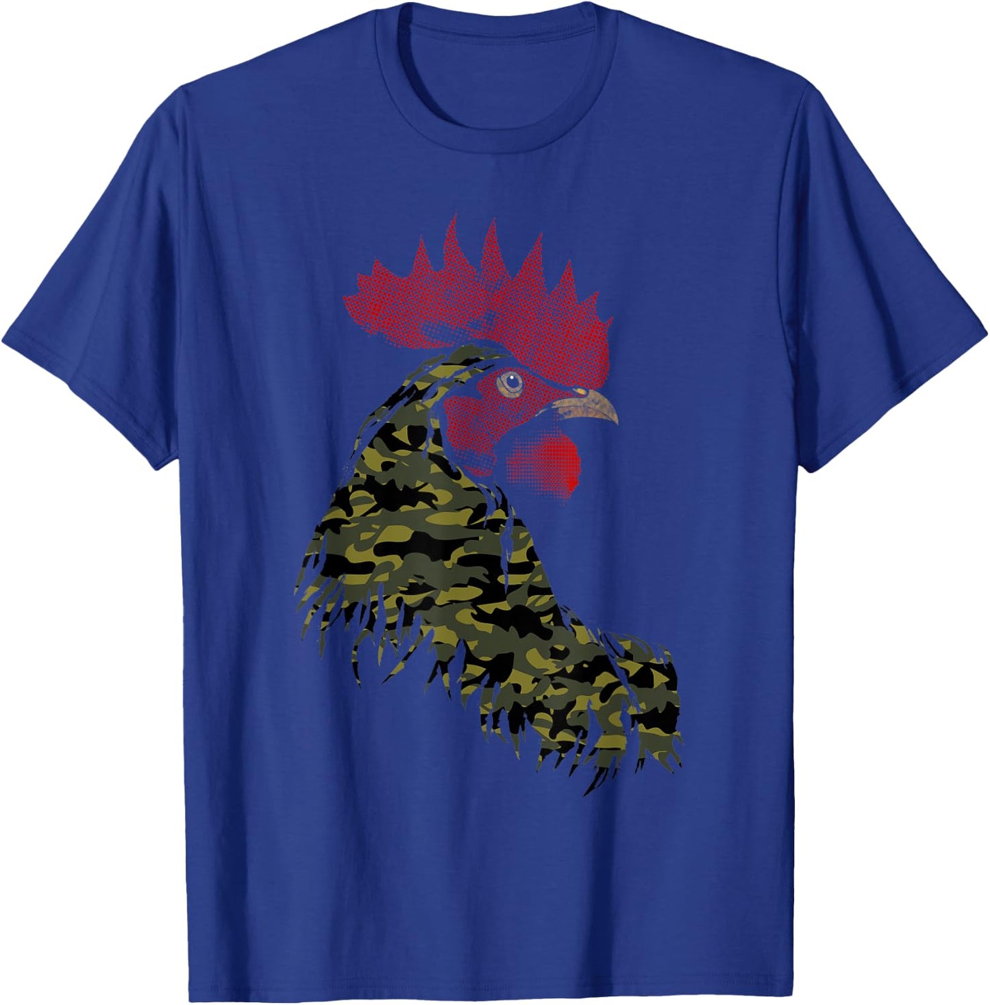 Camo Rooster Camouflage pattern fatigues Military Rooster T-Shirt - T-Shirt | Royal