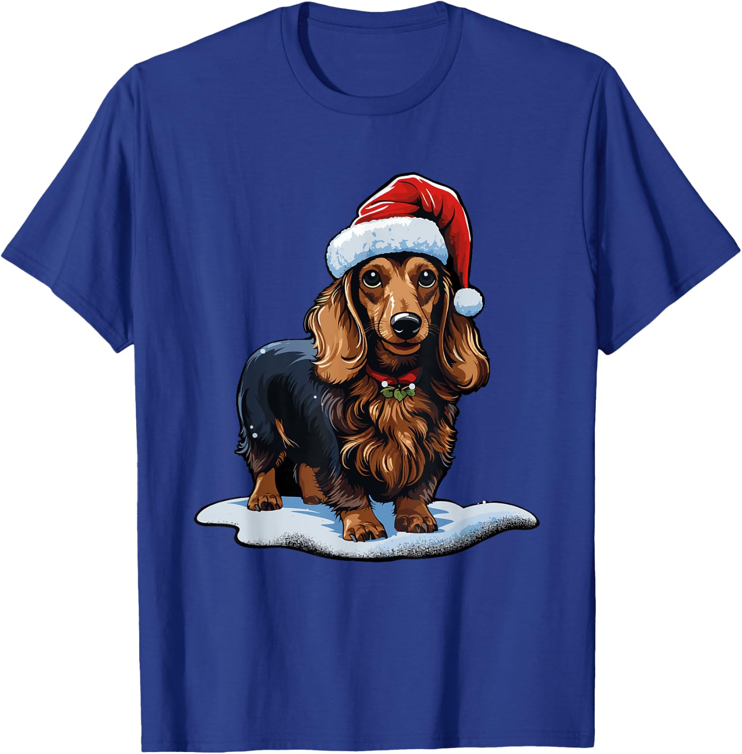 Cute Dachshund Dog Christmas Santa Hat Xmas Pajama T-Shirt - T-Shirt | Royal