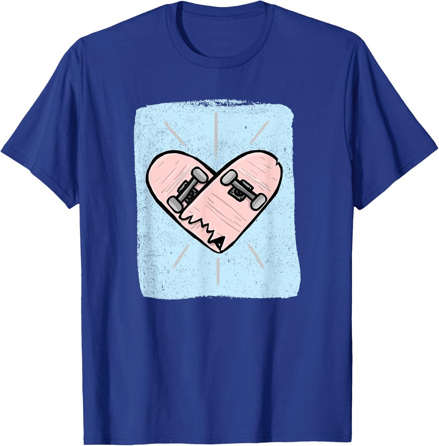 Skateboard Heartbeat Funny Skateboarder Skating Skater T-Shirt - T-Shirt | Royal