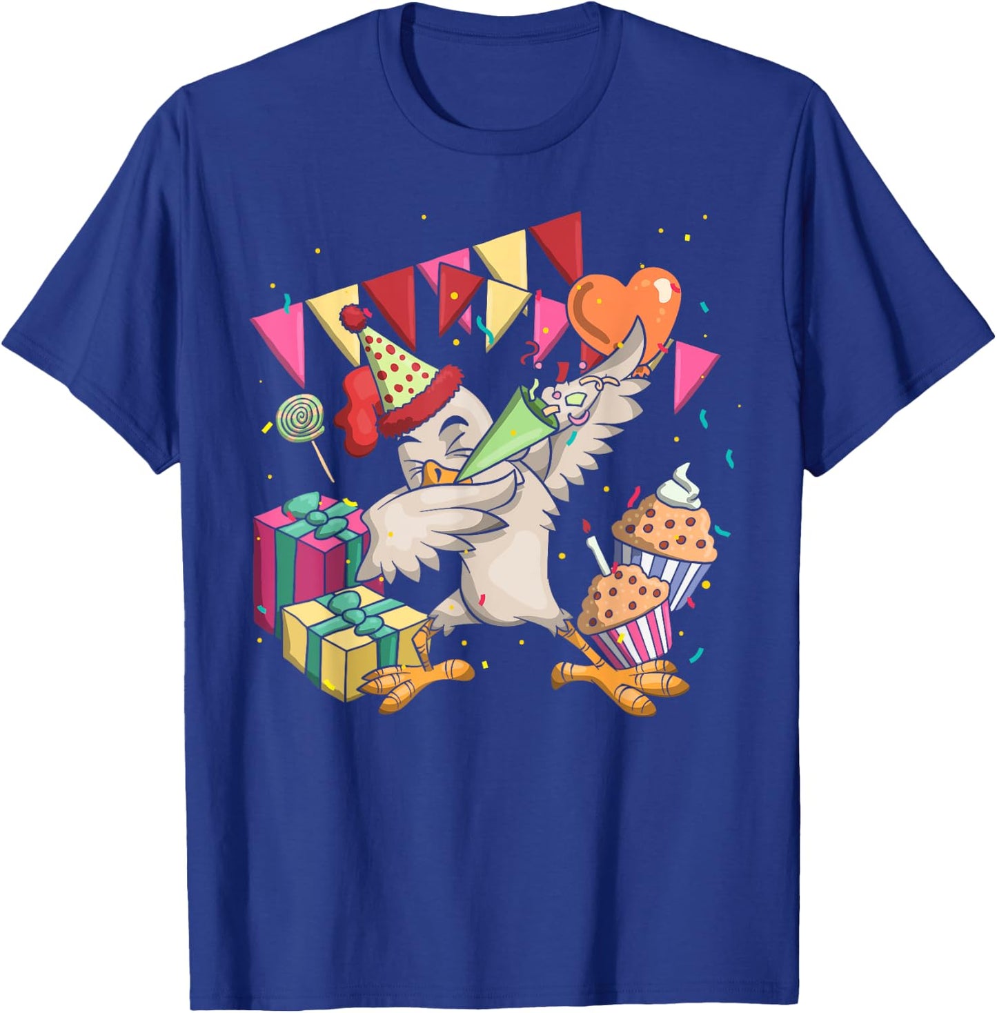 Funny Farm Bird Dab Chicken Anniversary Party Kids Birthday T-Shirt - T-Shirt | Royal