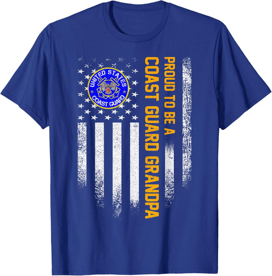 Vintage USA American Flag Proud To Be A Coast Guard Grandpa Men T-Shirt - T-Shirt | Royal