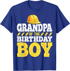 Grandpa of the Birthday Boy Construction Birthday Party T-Shirt - T-Shirt | Royal