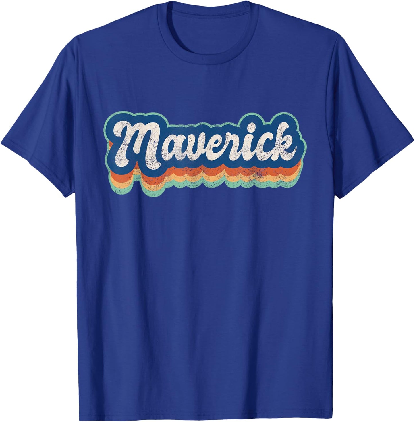 Maverick First Name Boy Vintage Style 70s 80s Personalized T-Shirt - T-Shirt | Royal