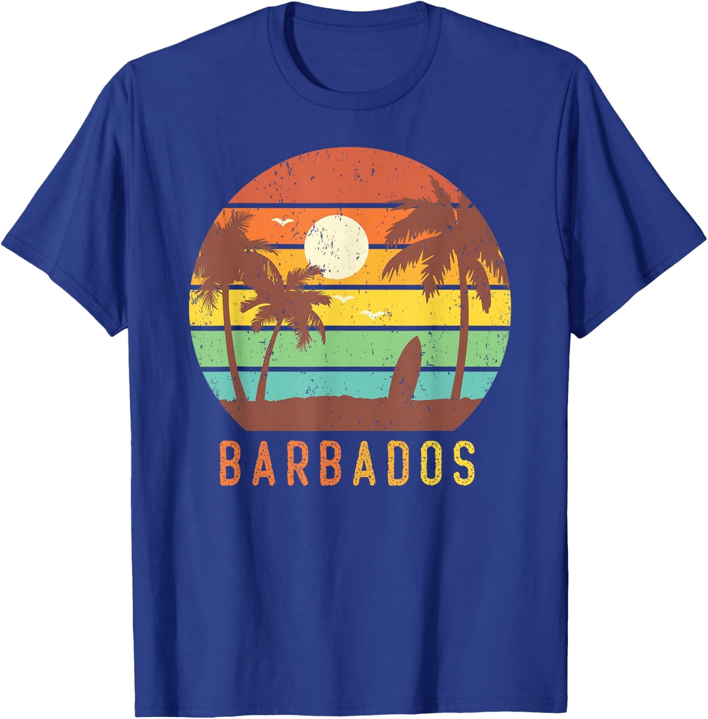 Barbados Retro Surf Beach Vibe Vintage 70s Gift T-Shirt - T-Shirt | Royal
