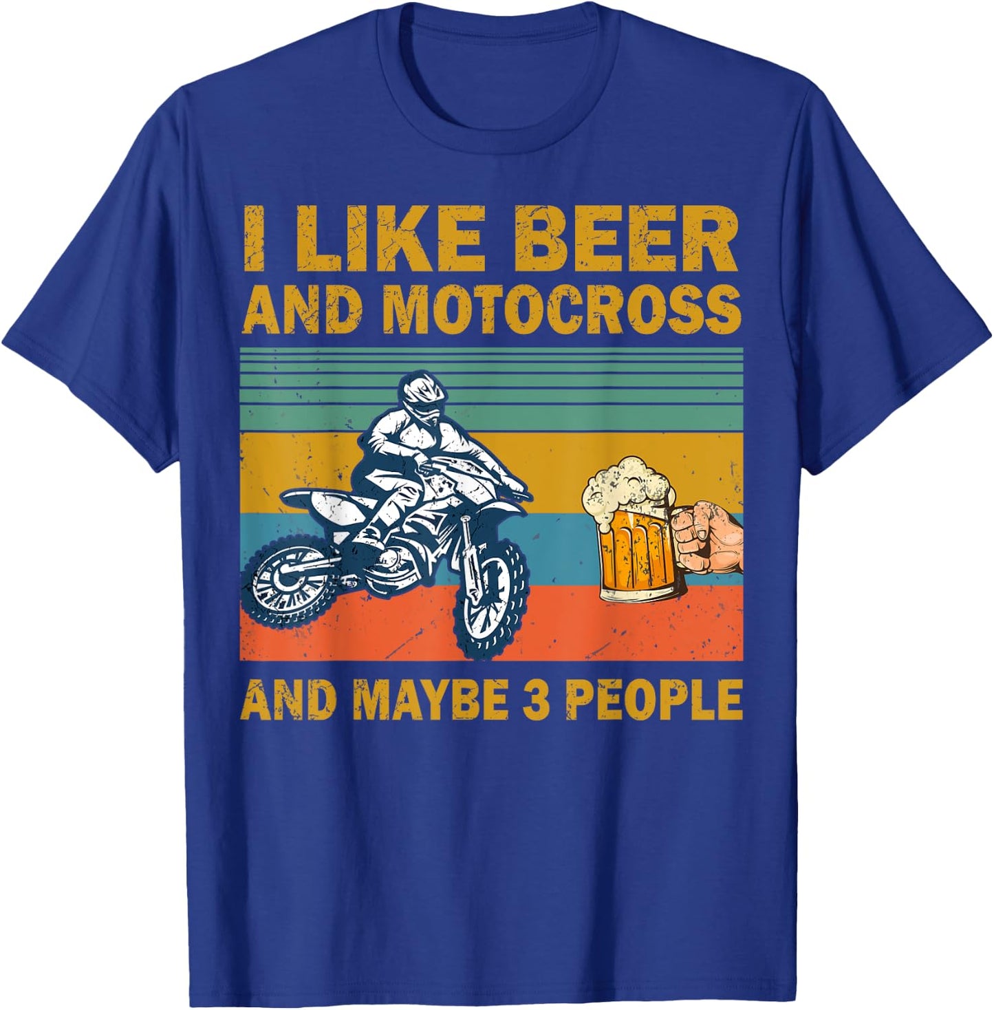 I Like Beer And Motocross And Maybe 3 People Vintage T-Shirt - T-Shirt | Royal