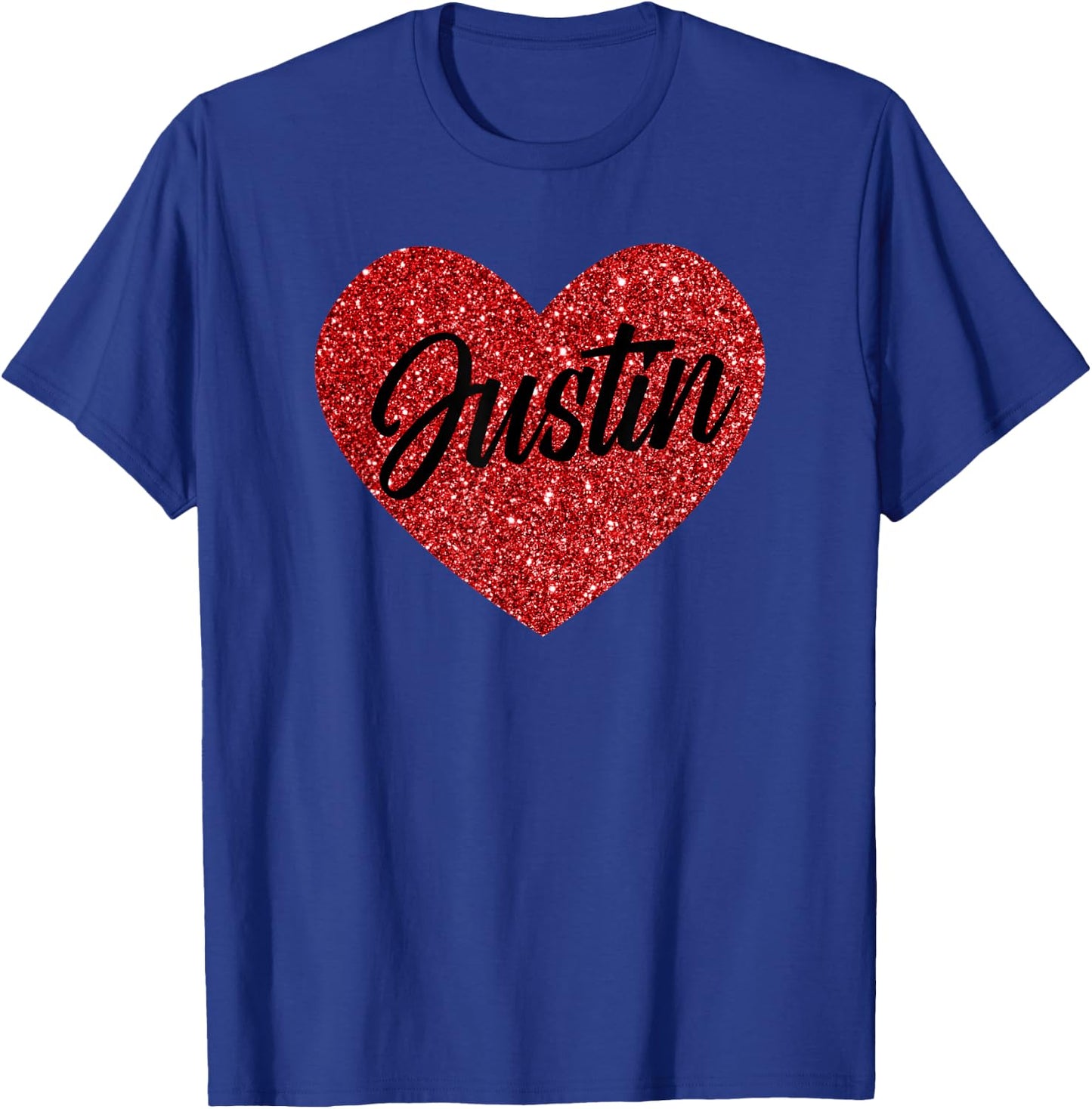 I Love Justin Cute Justin Red Heart for Valentine's Day T-Shirt - T-Shirt | Royal