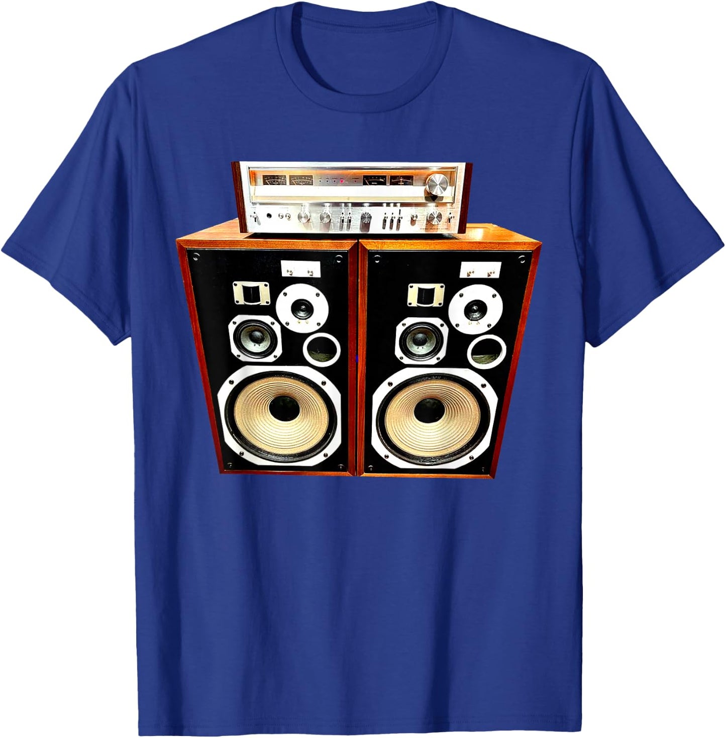 Vintage Stereo Receiver and Speakers, Audiophile, High Fi T-Shirt - T-Shirt | Royal