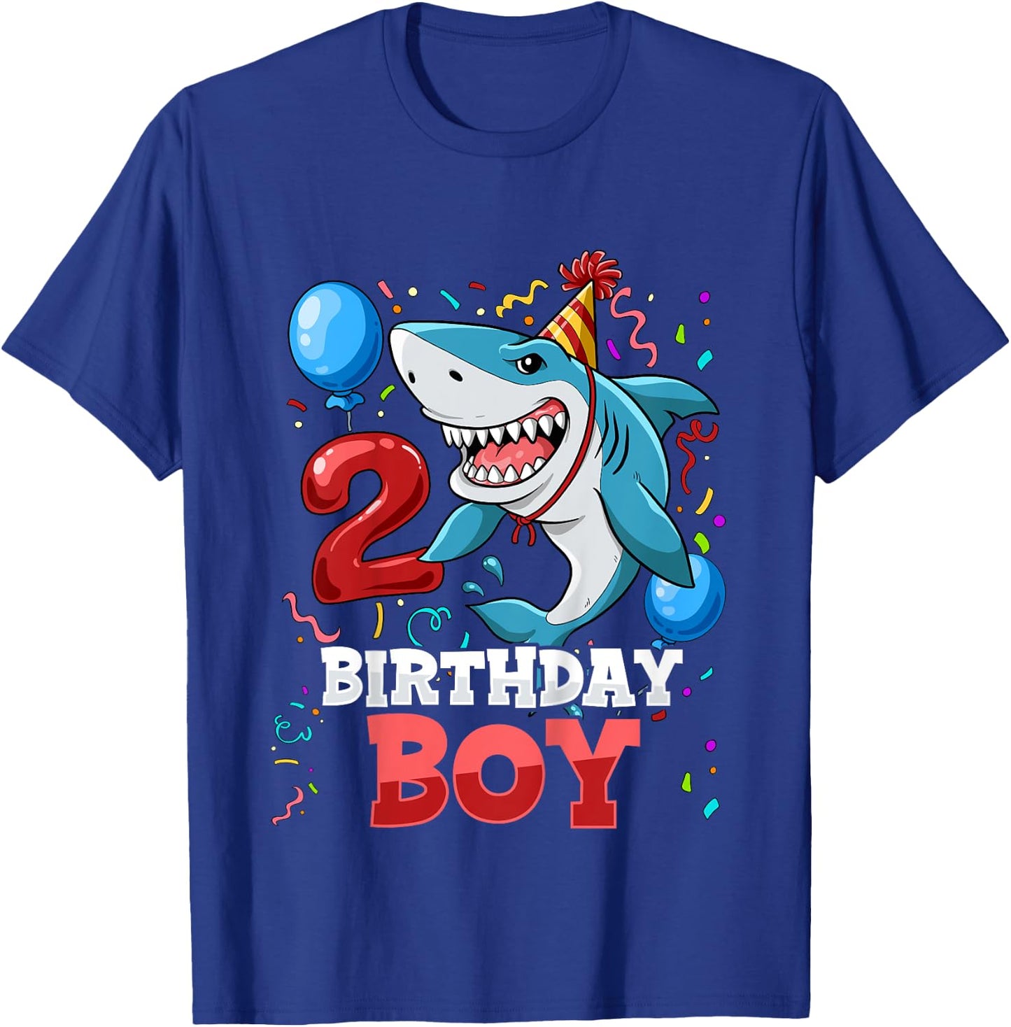 Kids Shark 2nd Birthday Boy T-Shirt - T-Shirt | Royal