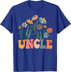 New UNCLE Wildflower First Birthday & Baby Shower T-Shirt - T-Shirt | Royal
