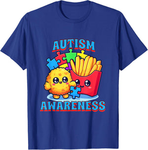 Chicken Nugget and French Fries Autism Awareness T-Shirt - T-Shirt | Royal