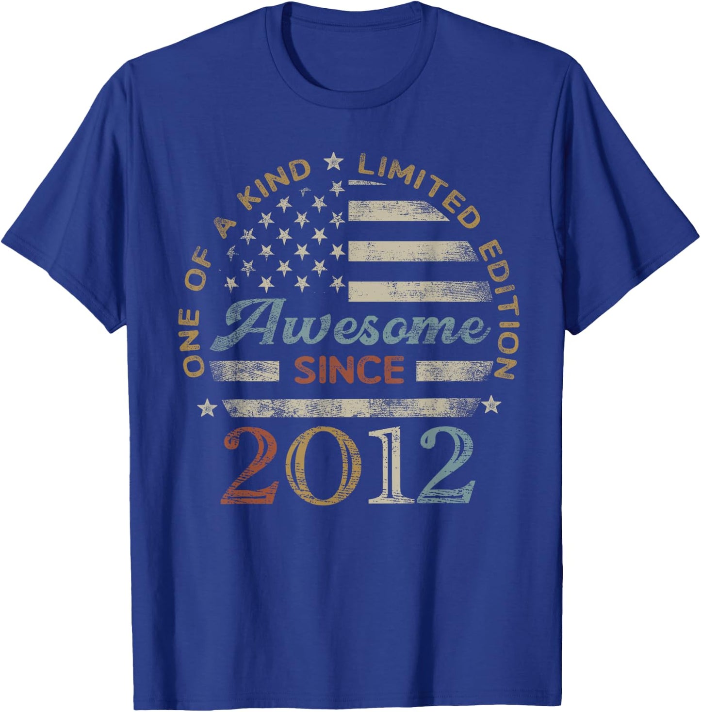 Awesome Since 2012 One of a Kind US Flag T-Shirt - T-Shirt | Royal