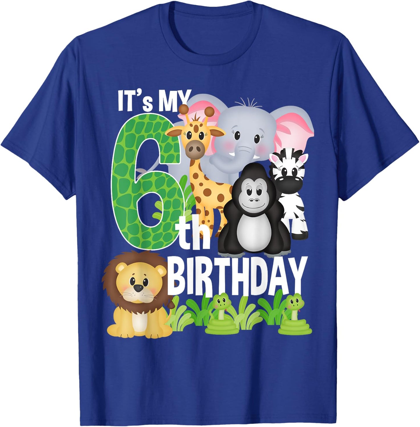 It's My 6th Birthday Party Jungle Safari Zoo Theme Bday T-Shirt - T-Shirt | Royal