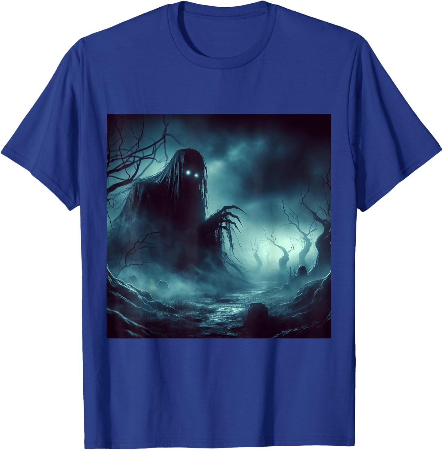 Haunted Cemetery Undead Monster and Halloween Scary Graphic T-Shirt - T-Shirt | Royal