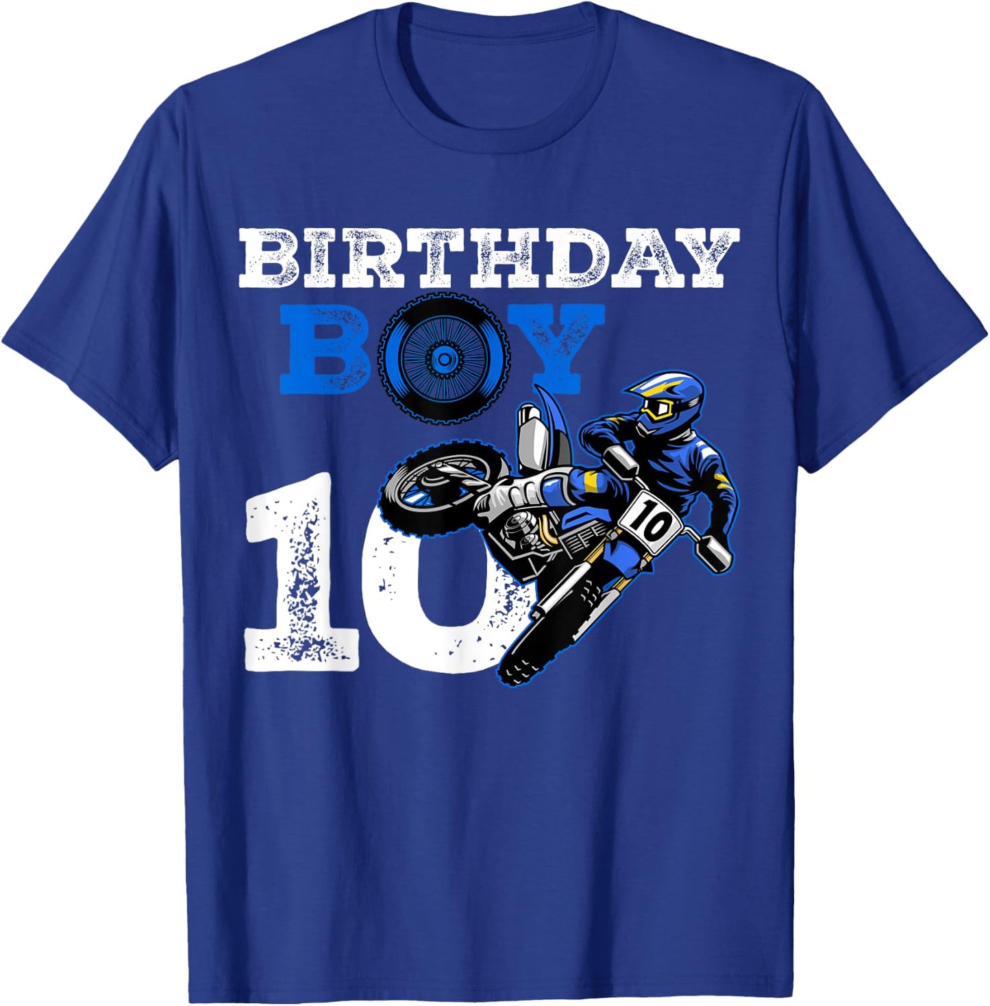 10th Birthday Motocross Mx Dirt Bike 10 Year Old Funny B-Day T-Shirt - T-Shirt | Royal