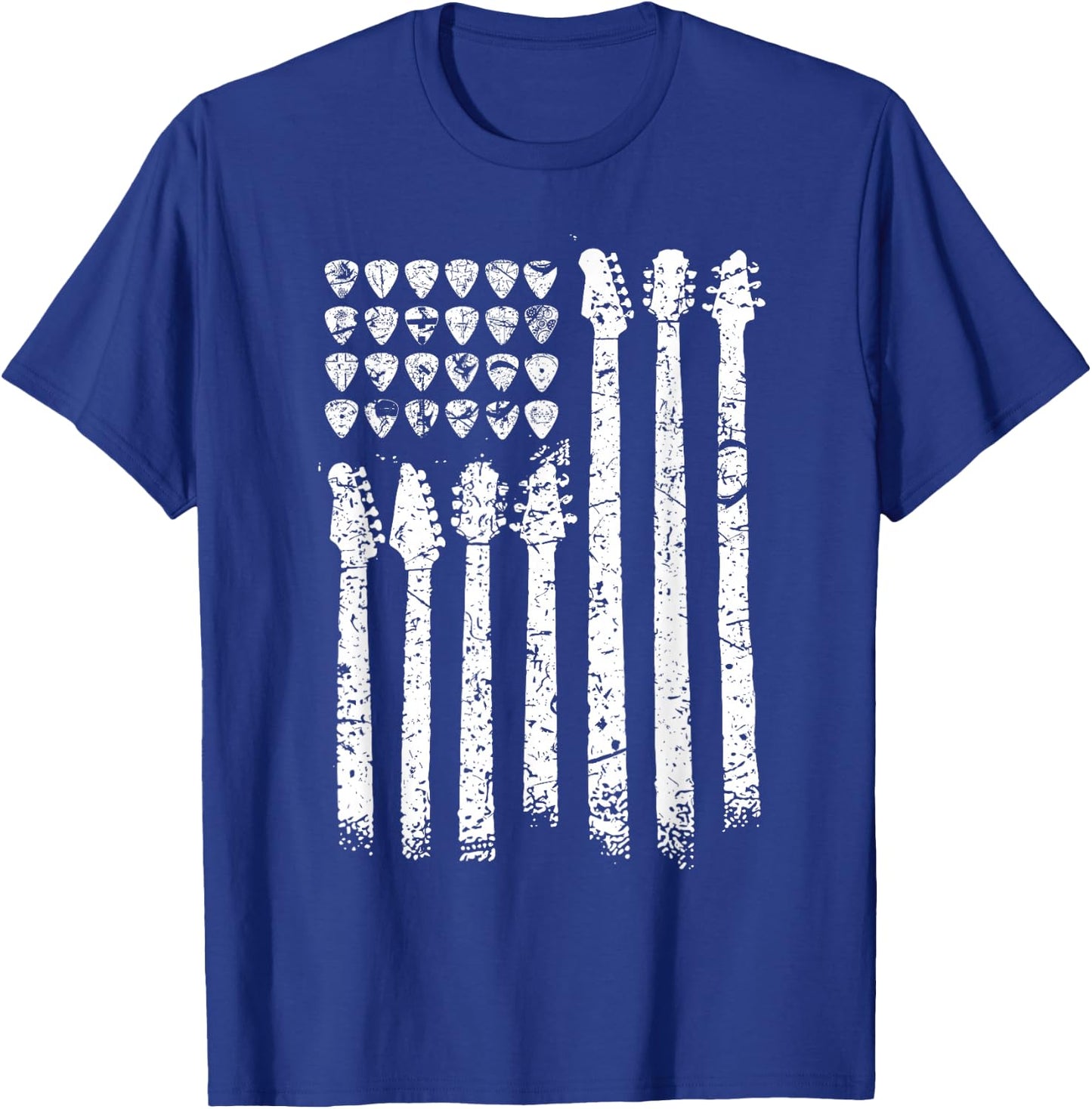 Patriotic American Flag Guitar Guitarist Gift Musician T-Shirt - T-Shirt | Royal