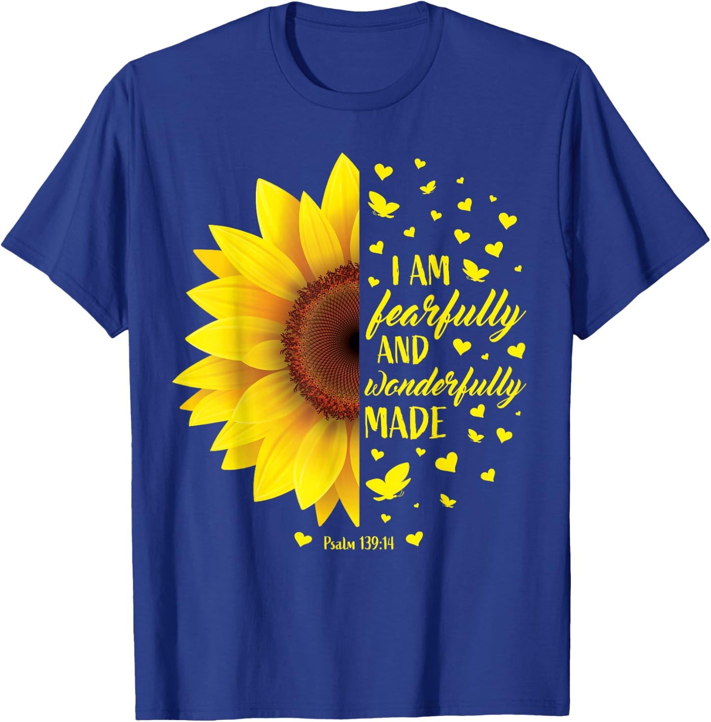 Christian Bible Verse Gifts Women Teen Girls Cute Sunflower T-Shirt - T-Shirt | Royal