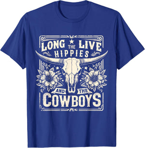 Long Live The Hippies And The Cowboys Country T-Shirt - T-Shirt | Royal