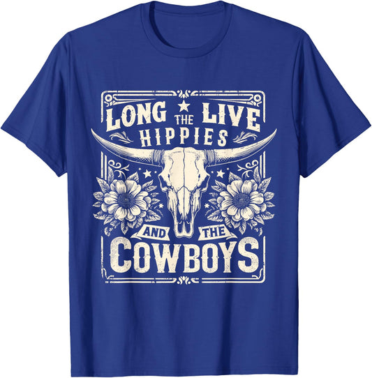 Long Live The Hippies And The Cowboys Country T-Shirt - T-Shirt | Royal