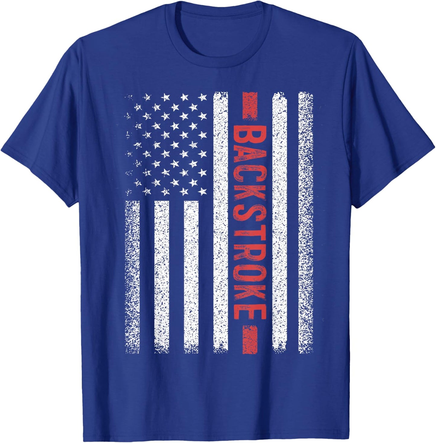 Backstroke American Flag 4th of July Back Crawl Swimmer T-Shirt - T-Shirt | Royal
