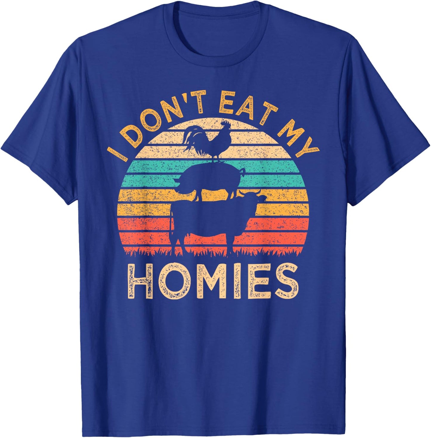 Vegetarian I Don't Eat My Homies Funny Vegan Retro T-Shirt - T-Shirt | Royal
