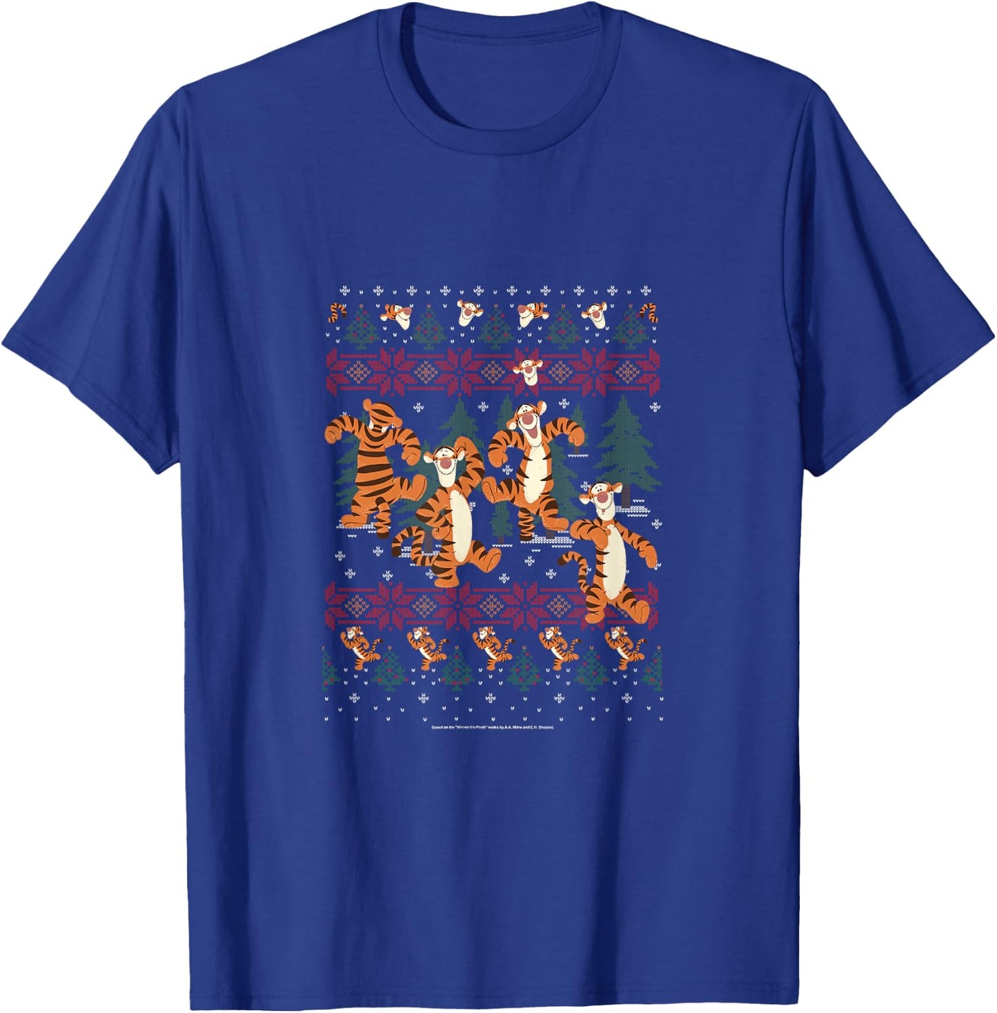 Disney Christmas Winnie The Pooh Tigger Ugly Sweater T-Shirt - T-Shirt | Royal