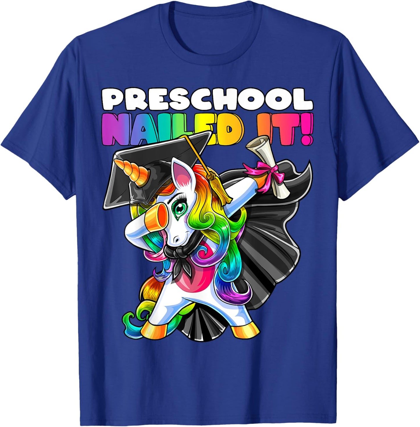 Dabbing Unicorn Preschool Graduation Cap Gown Gift Girls T-Shirt - T-Shirt | Royal