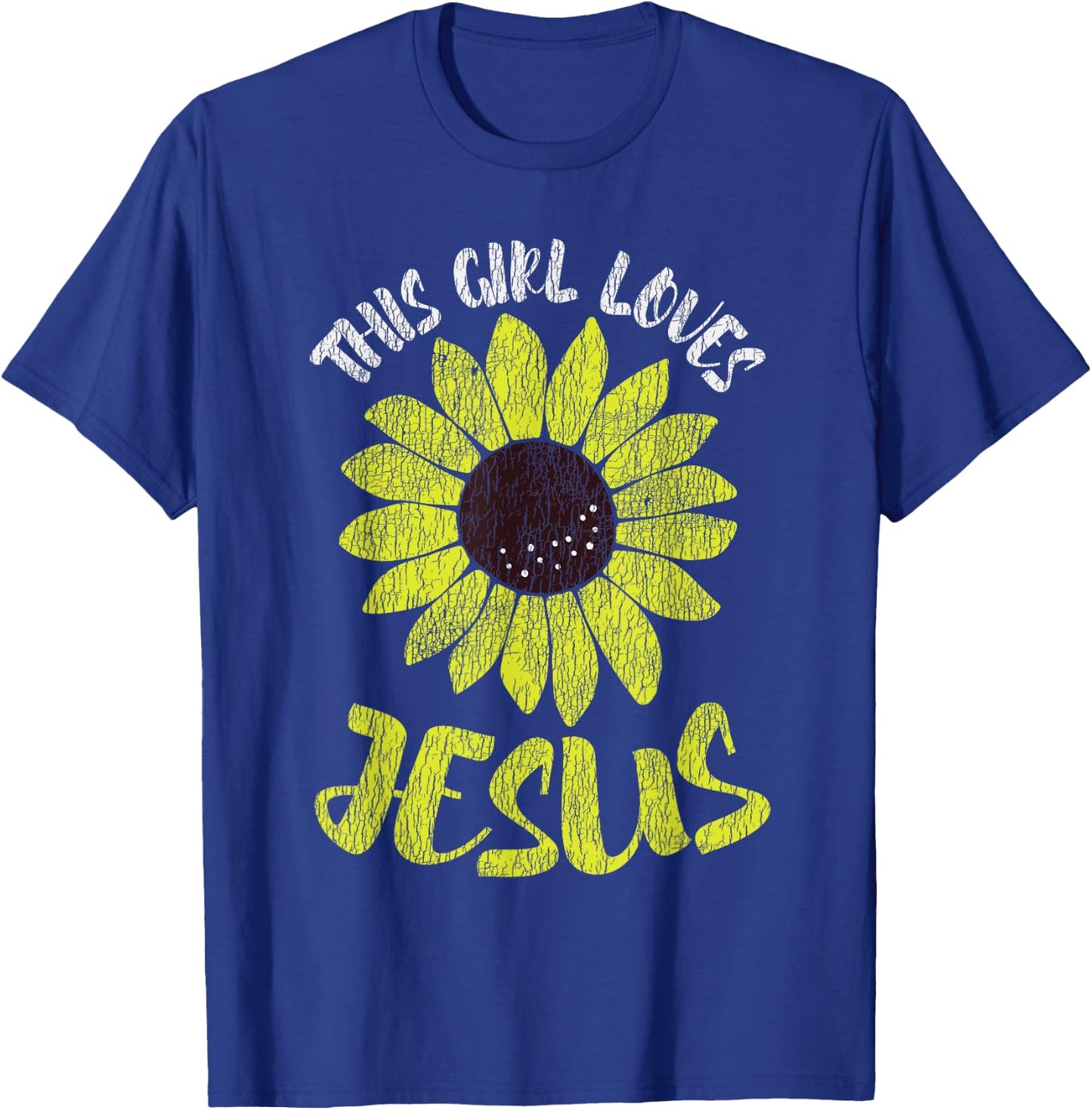 Vintage Sunflower This Girl Loves Jesus Women Christian T-Shirt - T-Shirt | Royal