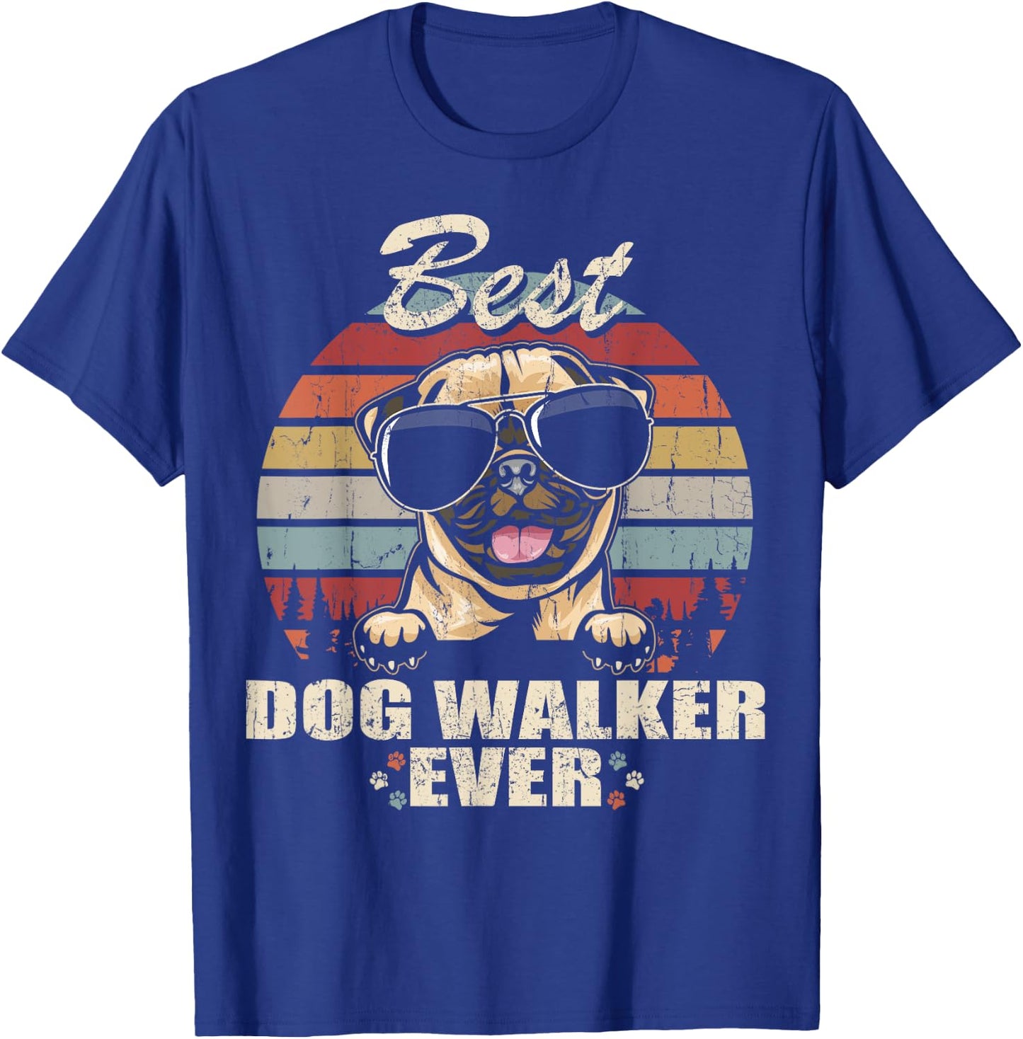 Pug Best Dog Walker Ever Funny Quote Vintage Women Kids T-Shirt - T-Shirt | Royal