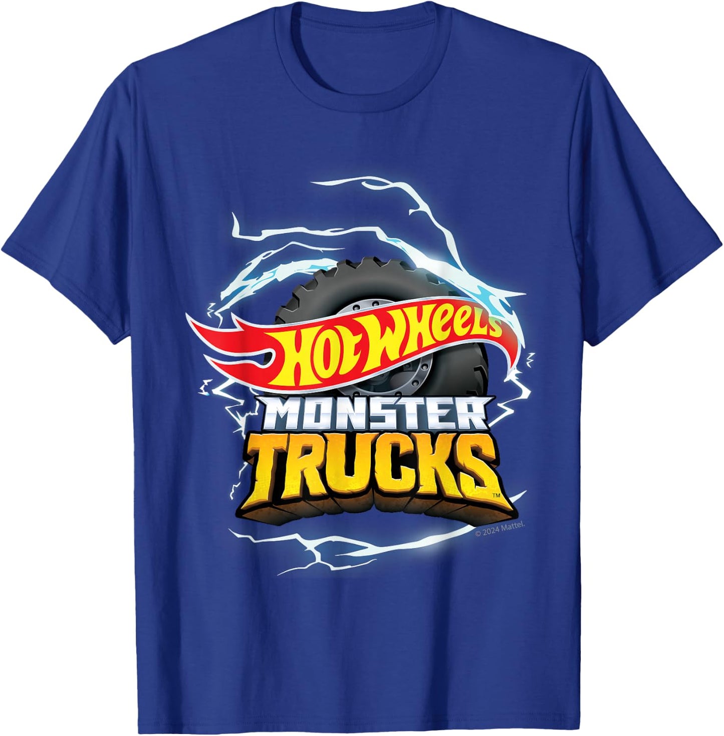 Hot Wheels - Monster Trucks Lightning Wheel Logo T-Shirt - T-Shirt | Royal
