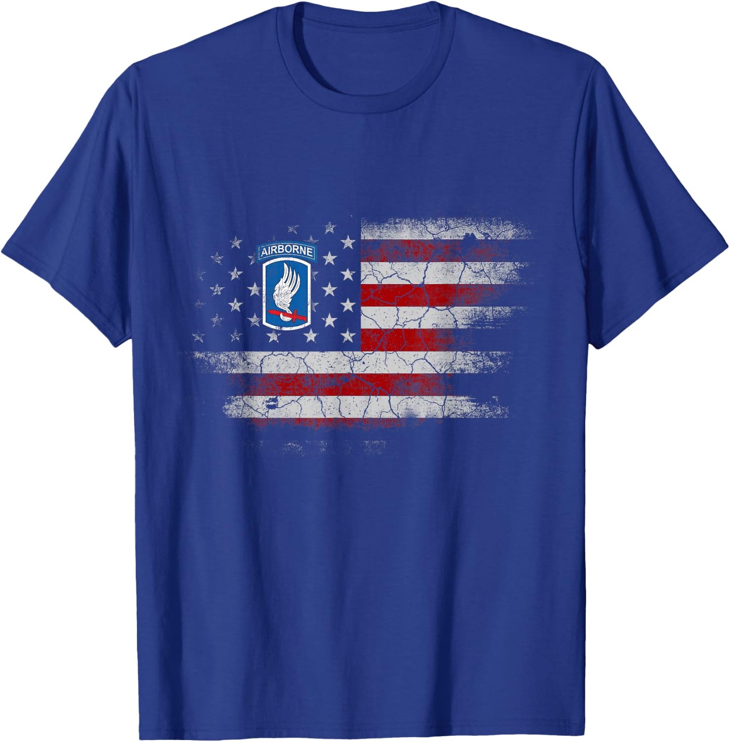 173rd Airborne Brigade US Flag Shirt Airborne Paratrooper T-Shirt - T-Shirt | Royal