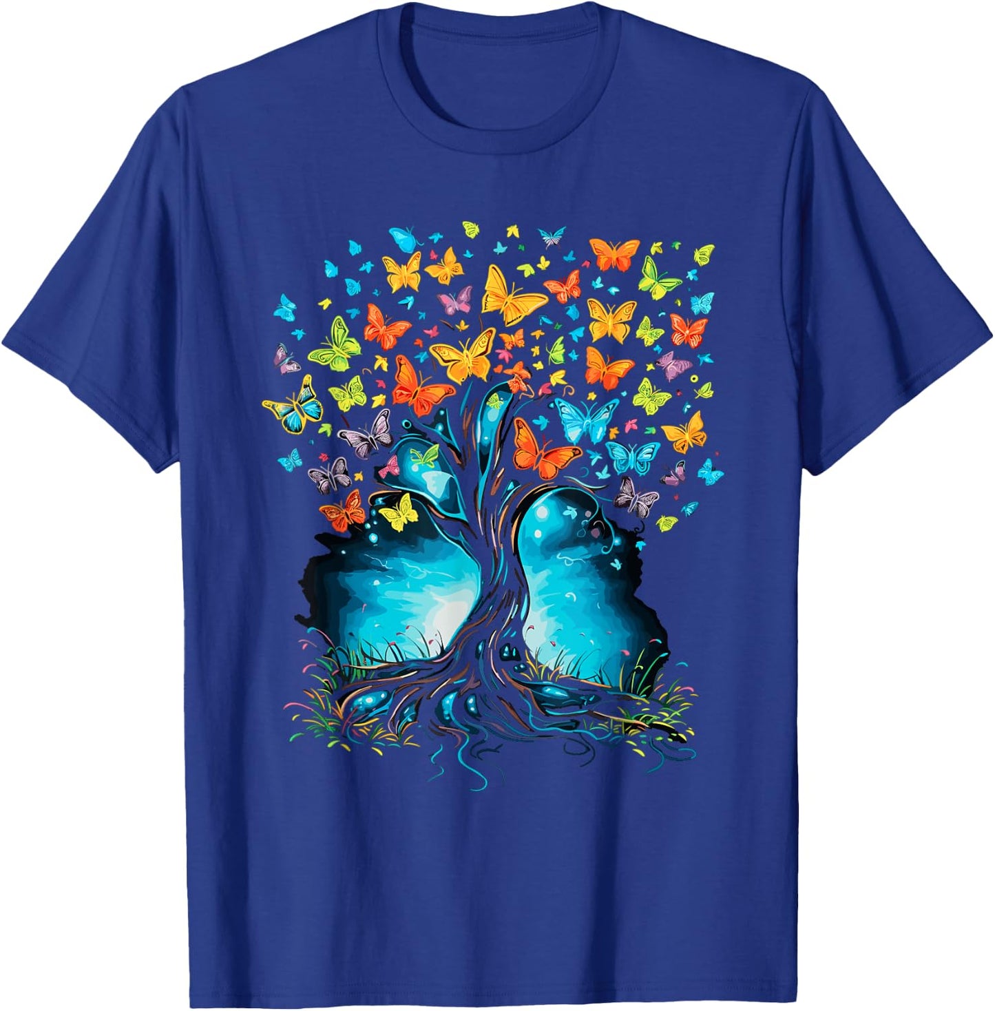 Butterfly Tree Beautiful Butterflies Garden Colorful T-Shirt - T-Shirt | Royal