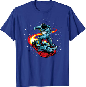 Astronaut Shirt Skating In Space Astronauts Comet Riding T-Shirt - T-Shirt | Royal