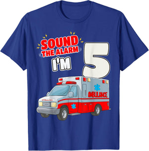 5th Birthday Medical Ambulance EMT 5 Years Old EMS Paramedic T-Shirt - T-Shirt | Royal