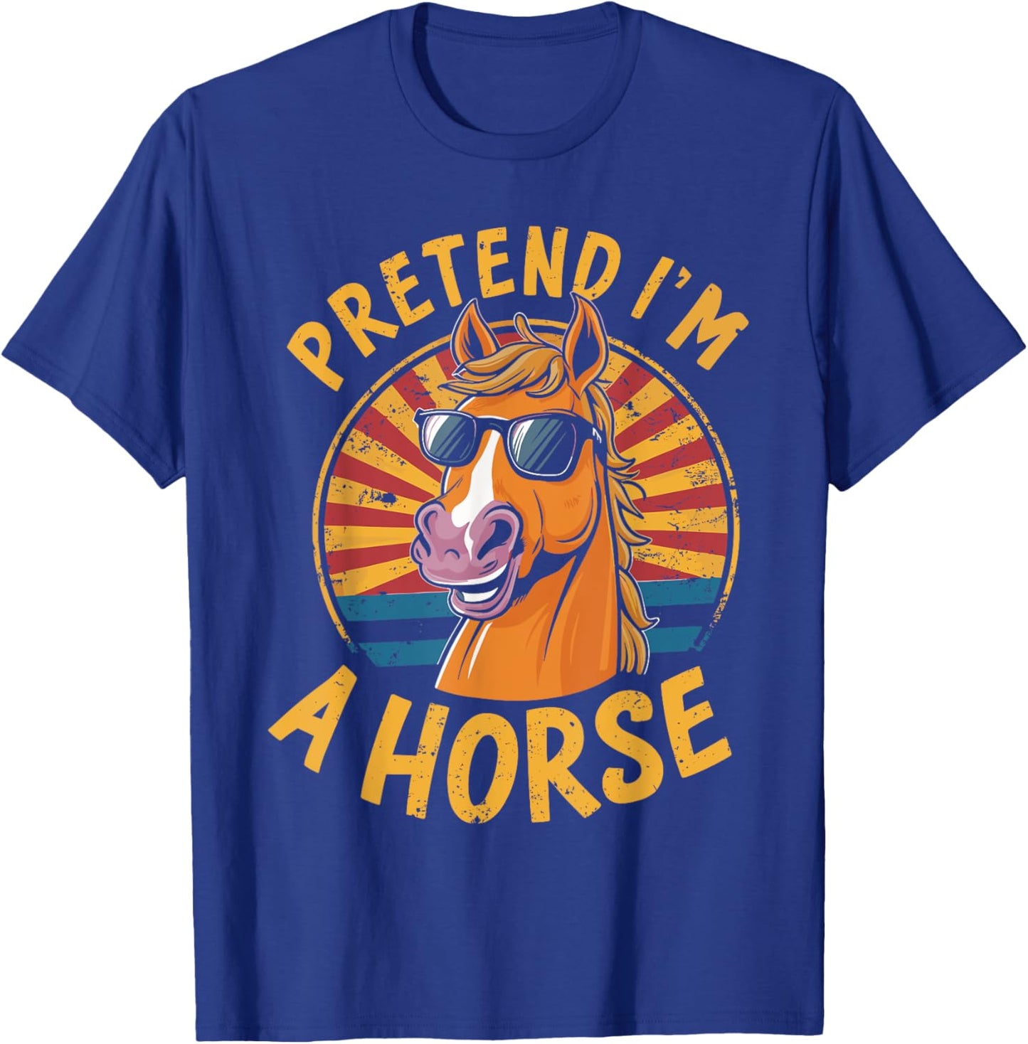 Pretend I'm A Horse Funny Lazy Halloween Matching Costume T-Shirt - T-Shirt | Royal