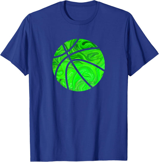 Basketball Ball Green Watercolor Gift Men Women Kids T-Shirt - T-Shirt | Royal