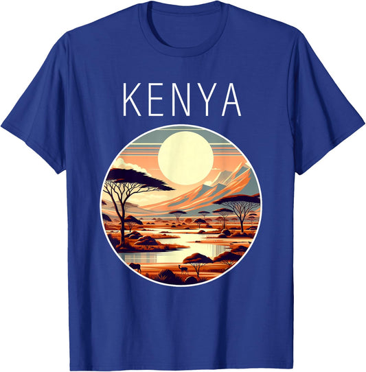 Kenya Scenery Art Deco T-Shirt - T-Shirt | Royal