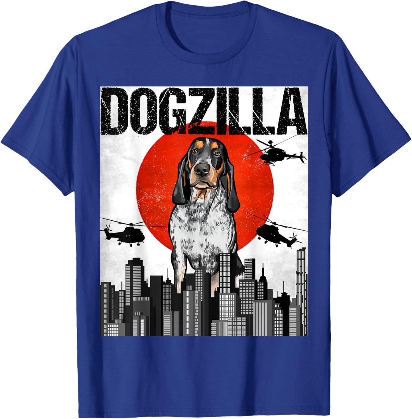 Funny Vintage Japanese Dogzilla Bluetick Coonhound T-Shirt - T-Shirt | Royal