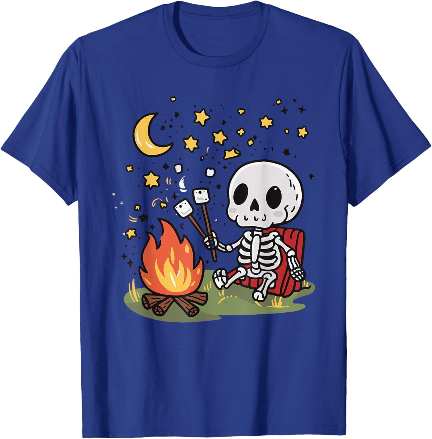 Skeleton Camping T-Shirt - T-Shirt | Royal