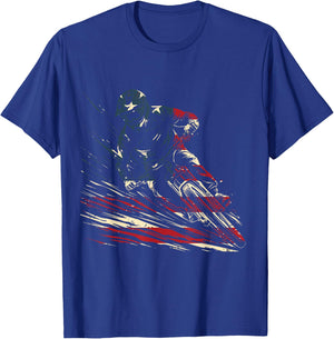 Mountain Bike Downhill MTB American Flag Patriotic Vintage T-Shirt - T-Shirt | Royal